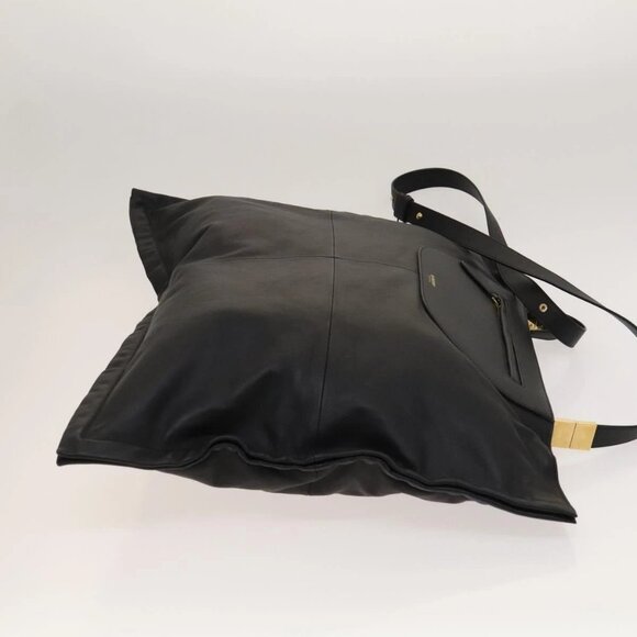 BURBERRY Shoulder Bag Leather Black Gold Auth - Picture 3 of 16